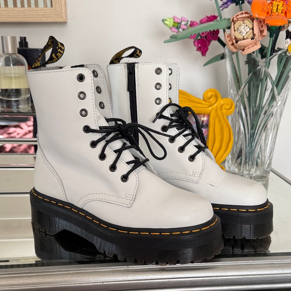 Dr. Martens White Platform Combat Boots